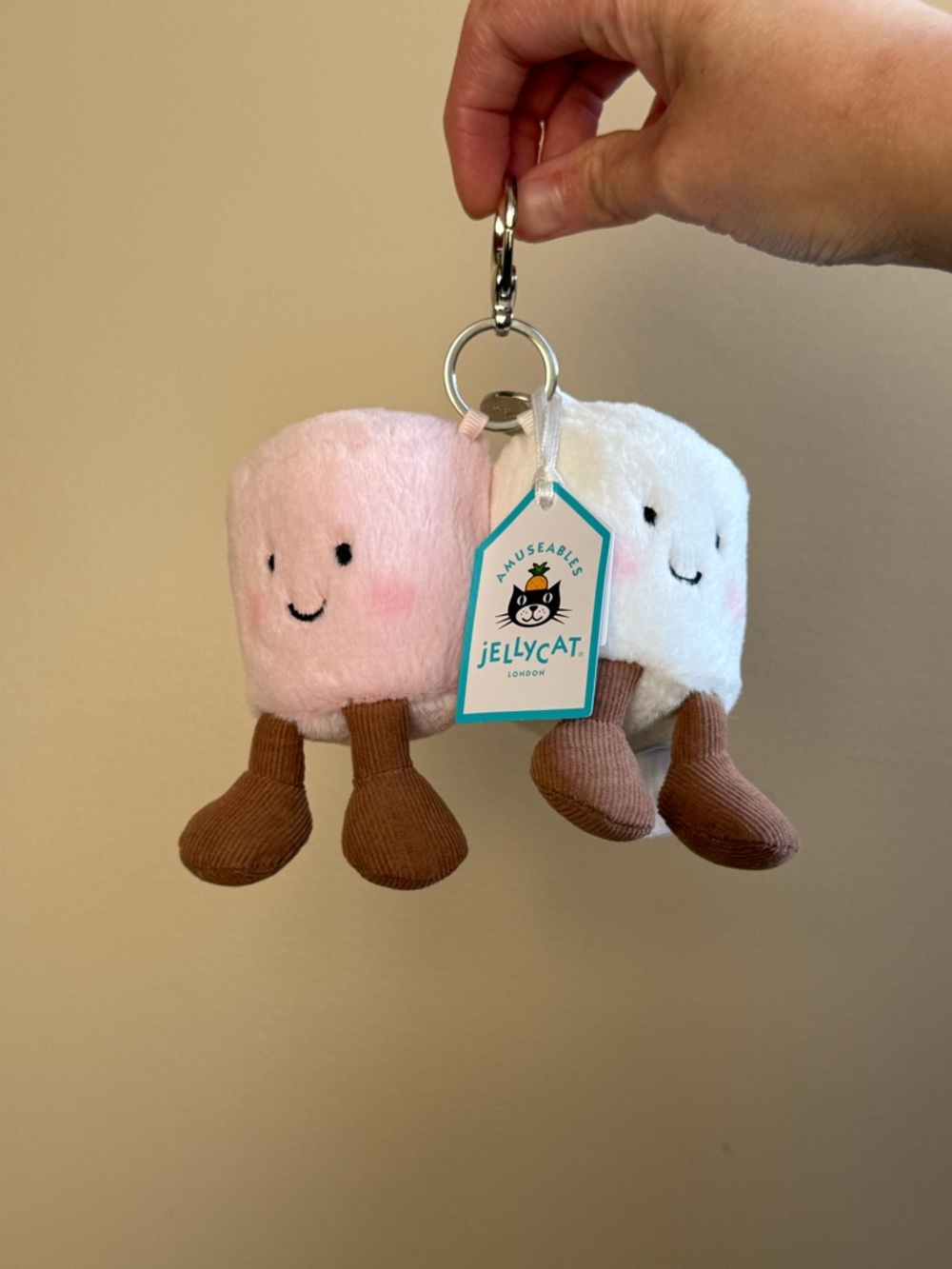 NWT Jellycat Amuseables Pair Of Marshmallows Bag Charm